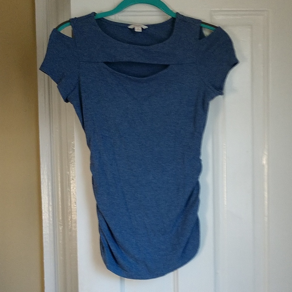 Denim blue short sleeve shirt